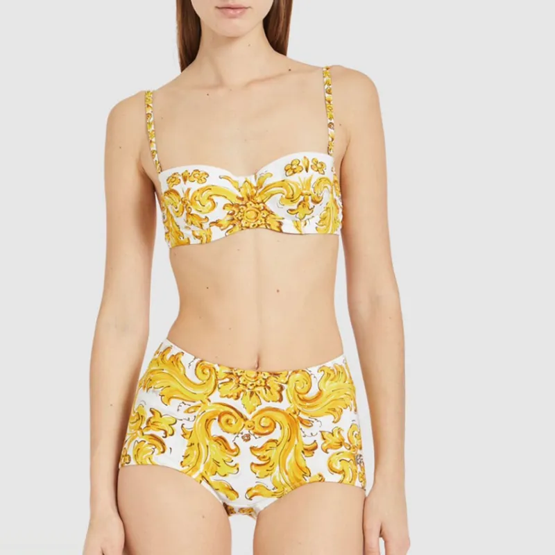 Women Flowers Two Pieces Bikini Women Flowers Two Pieces Bikini